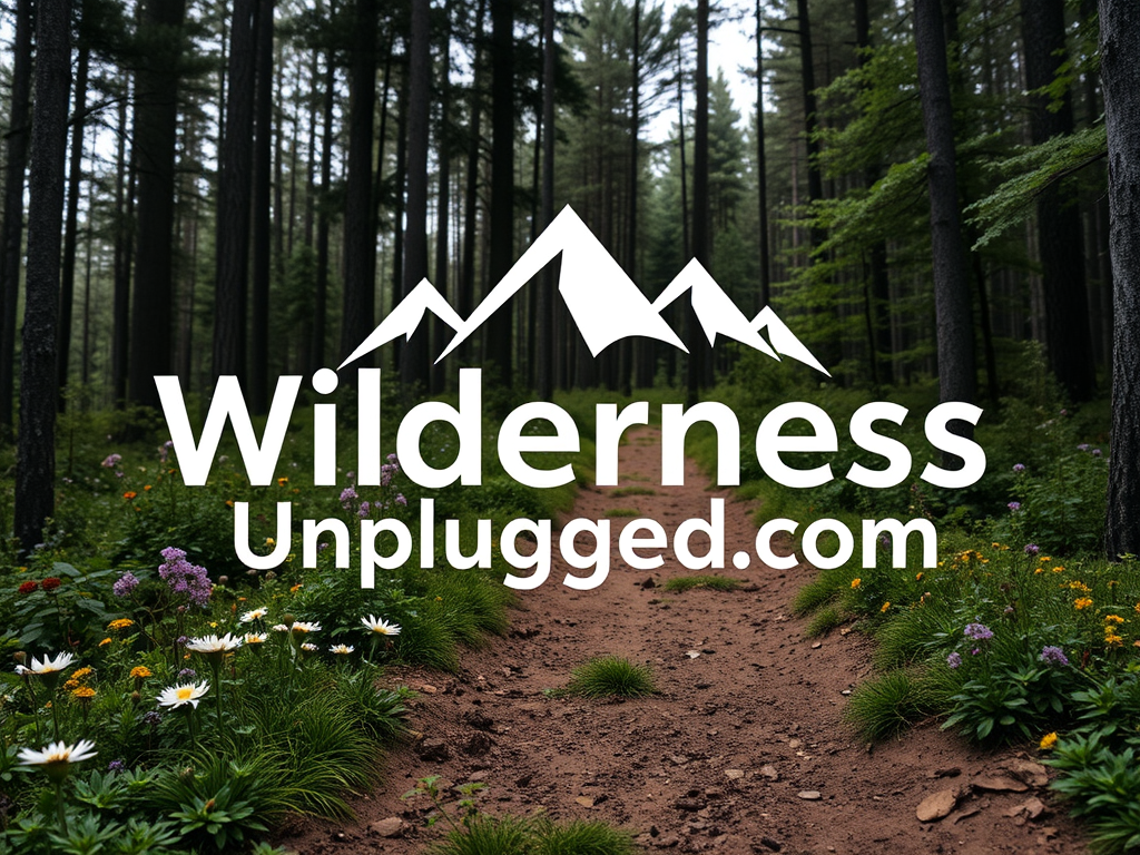 Wilderness Unplugged logo with trail through the woods